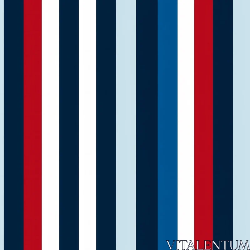 Classic Vertical Stripes Pattern in Red, White, Navy Blue AI Image