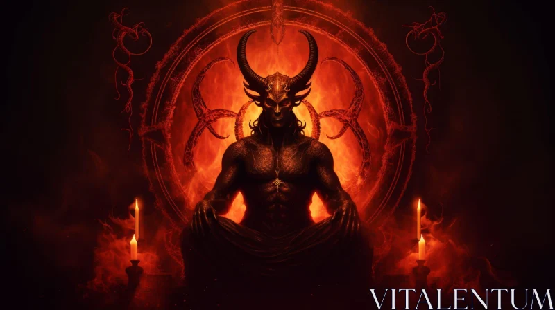 Dark Fantasy Demon on Fiery Throne AI Image