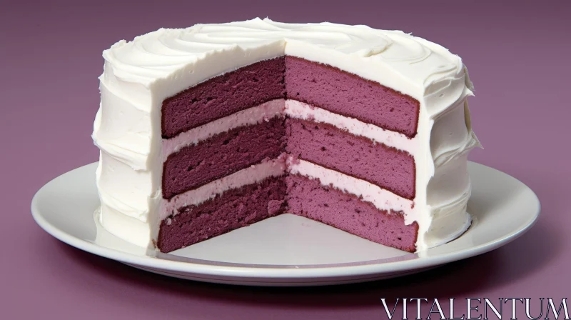 Delicious Purple Layered Cake with White Frosting AI Image