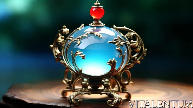 Enchanting Blue Crystal Ball - 3D Magical Artifact AI Image