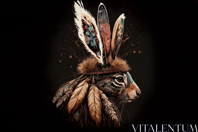 Feathered Rabbit: A Stunning Native American Inspired Artwork AI Image