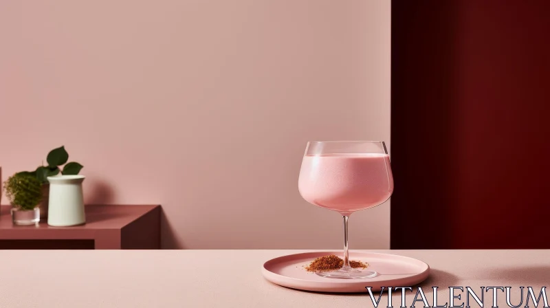 AI ART Pink Milk Glass on Table with Brown Sugar