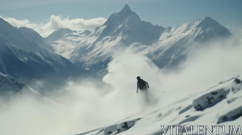 Thrilling Mountain Skiing Adventure AI Image