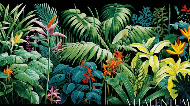 Tranquil Tropical Rainforest Painting AI Image