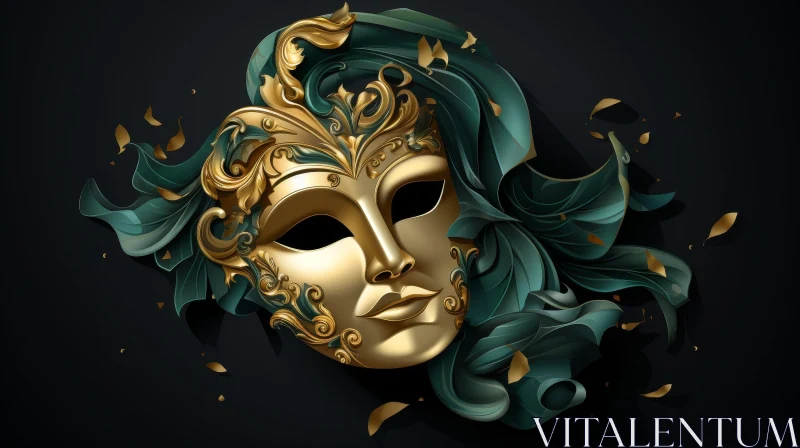 Venetian Carnival Mask Digital Painting AI Image
