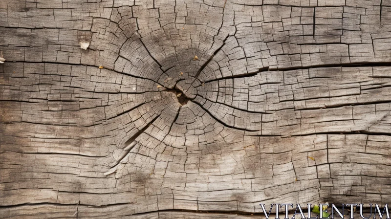 Aged Tree Trunk Cross-Section | Weathered Wood Art AI Image