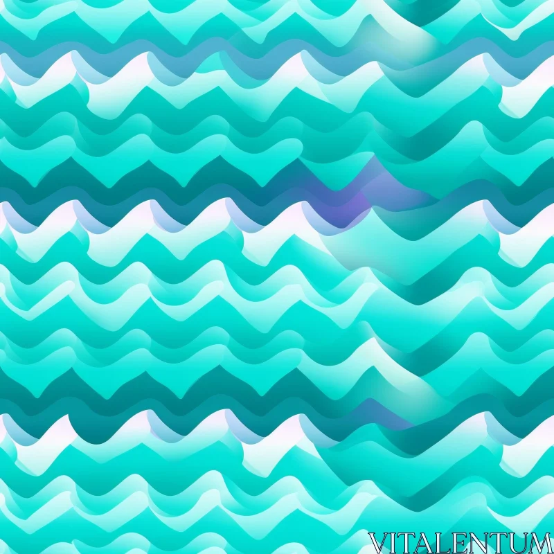 AI ART Blue and Green Waves Seamless Pattern