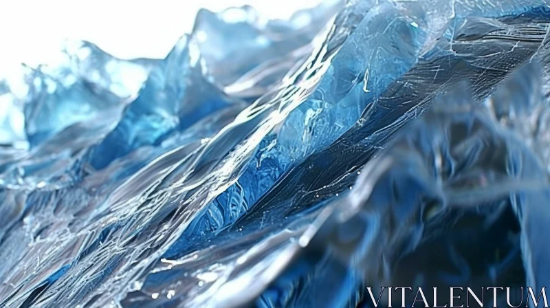Blue and White Ice Surface: A Captivating Close-up AI Image