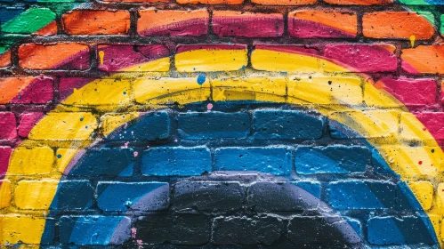 Colorful Brick Wall Art - Abstract Graffiti Style