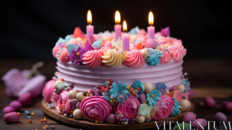 AI ART Delicious Birthday Cake with Colorful Decorations