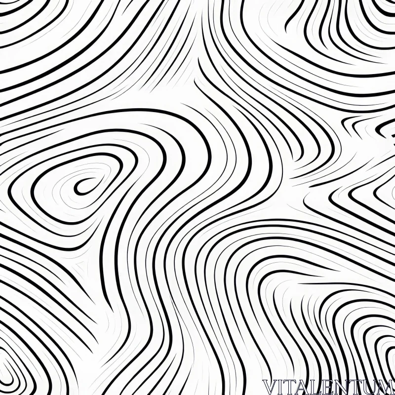 Elegant Black and White Wavy Lines Seamless Pattern AI Image