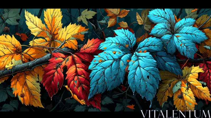 Exquisite Autumn Leaves: A Captivating Depiction of Nature's Beauty AI Image