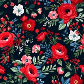 Floral Pattern on Dark Blue Background