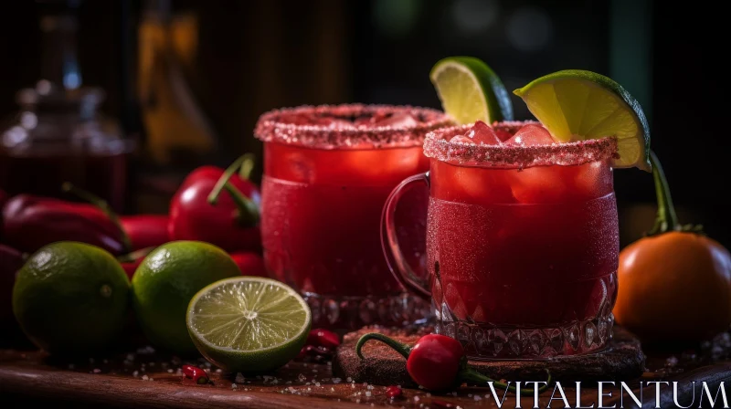 Mexican Michelada Cocktail with Lime and Spices AI Image