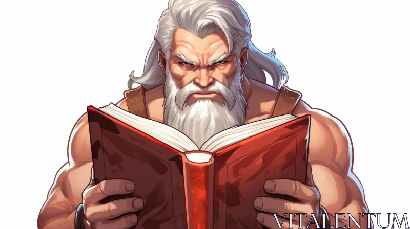 Mystical Male Character with Book - Digital Painting AI Image