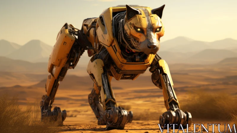 Robot Dog in Desert - A Sci-Fi Representation of Caninecore Aesthetics AI Image