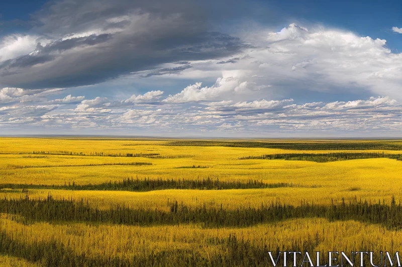 Vibrant and Saturated Prairie: A Captivating Nature Composition AI Image