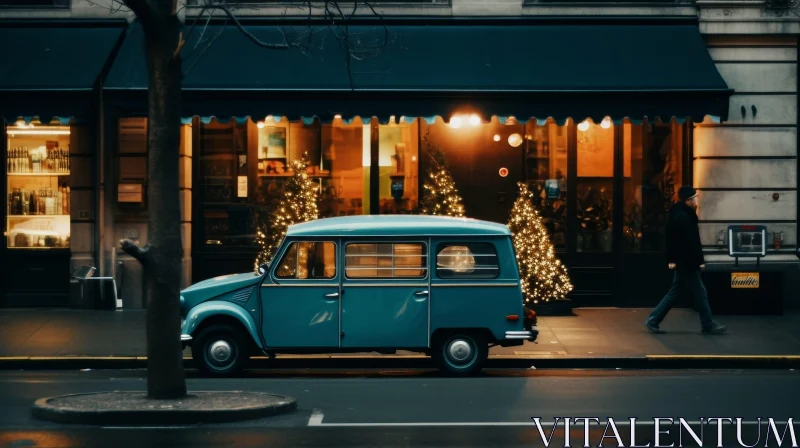 Vintage Blue Citroen 2CV Urban Street Scene AI Image