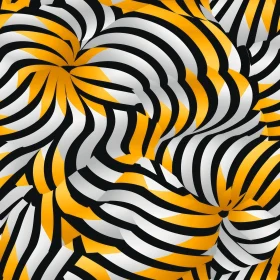 Yellow & White Stripes Seamless Pattern on Black Background