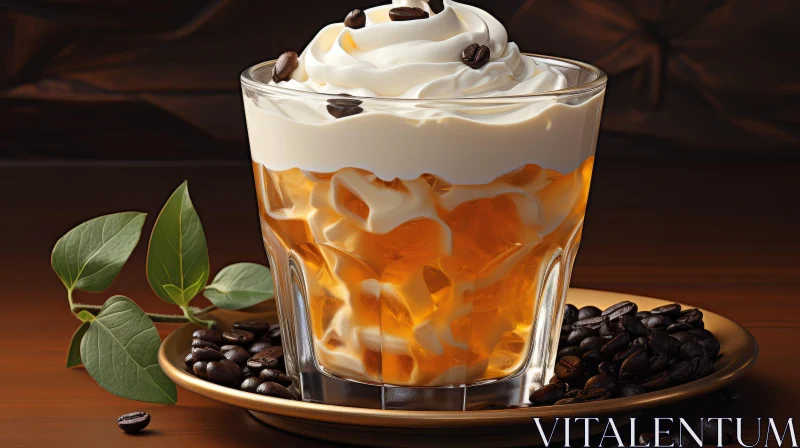 Delicious Iced Coffee with Whipped Cream and Coffee Beans AI Image