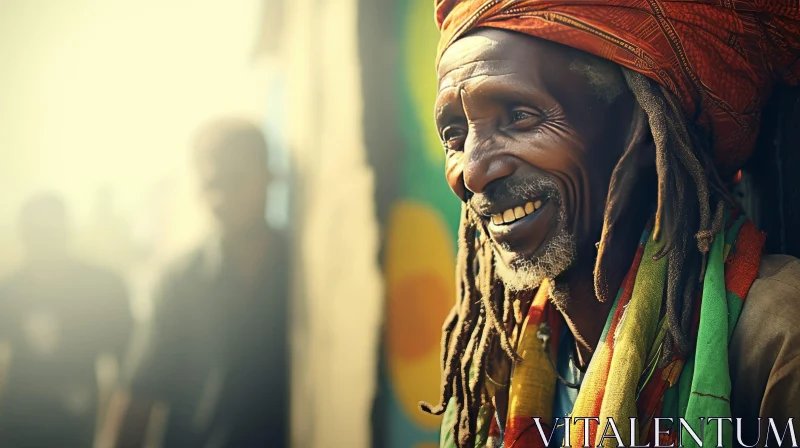Elderly Rastafarian Man Portrait AI Image