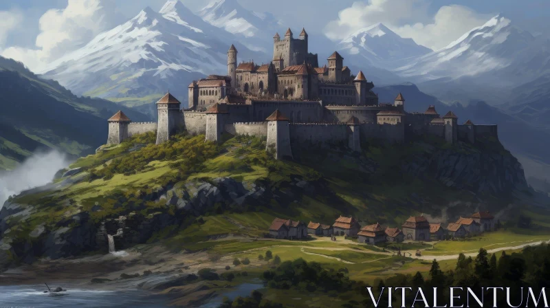 Enchanting Medieval Castle Painting AI Image