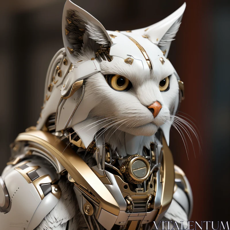 Futuristic Feline: A Blend of Baroque and Sci-fi in a Robotic Cat AI Image