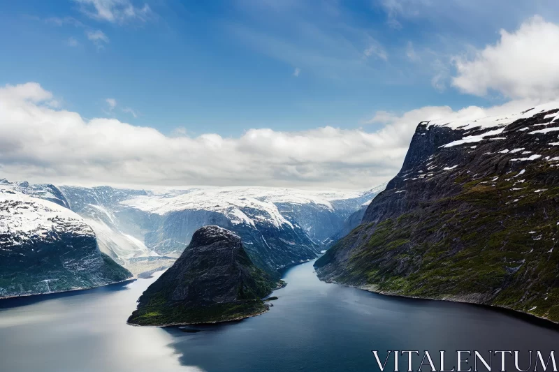Majestic Snow-Covered Peaks in Norwegian Nature | Breathtaking Landscape AI Image