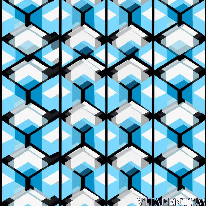 Modern Geometric Blue White Black Hexagon Pattern AI Image