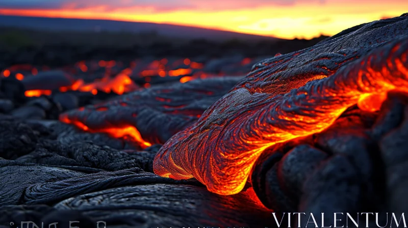 Molten Lava from the Kilauea Volcano - A Captivating Display of Nature's Power AI Image
