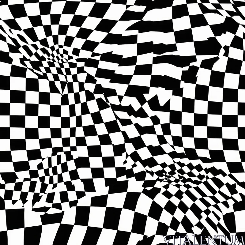 Monochrome Checkered Grunge Pattern with Texture AI Image