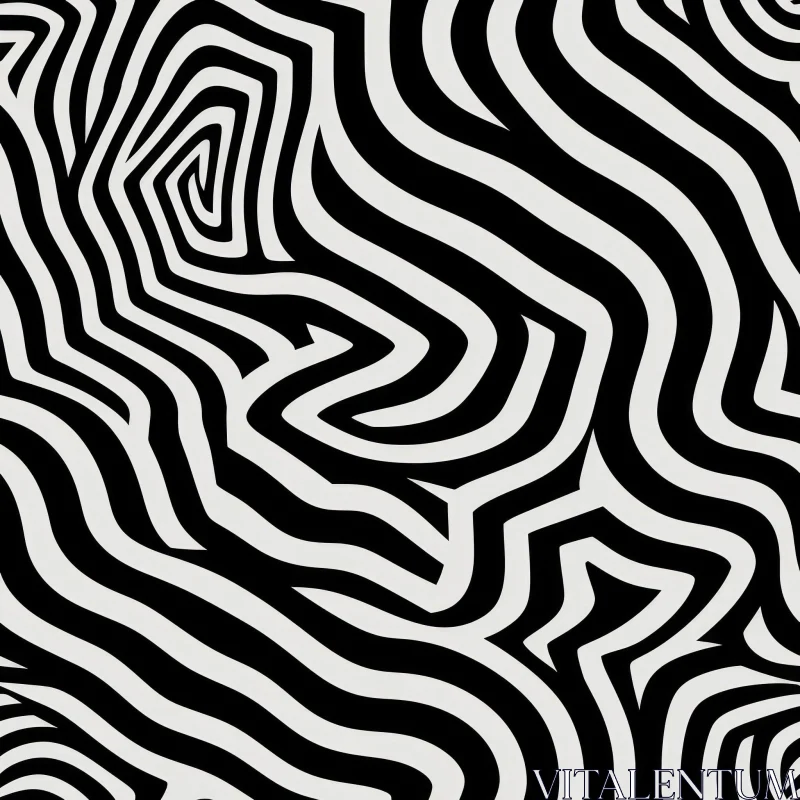 Monochrome Seamless Psychedelic Pattern AI Image
