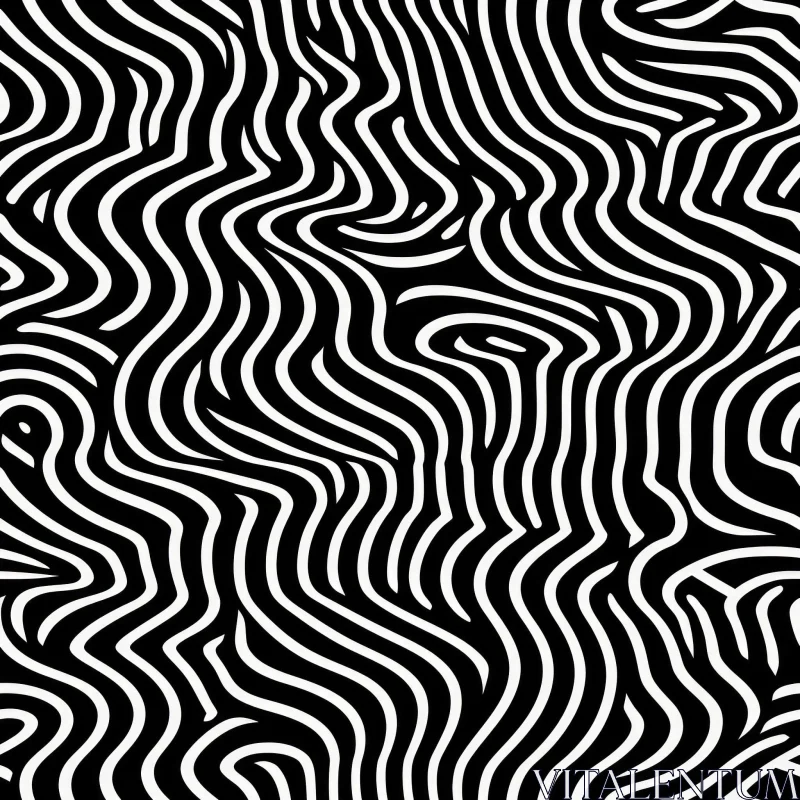 Monochrome Wavy Stripes Pattern AI Image
