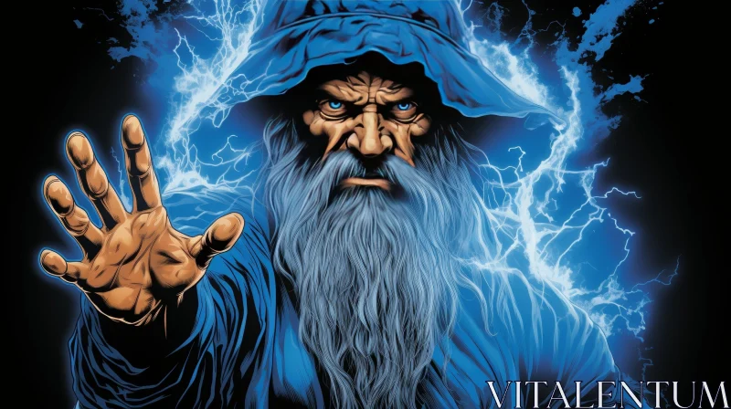 AI ART Powerful Wizard in a Stormy Room