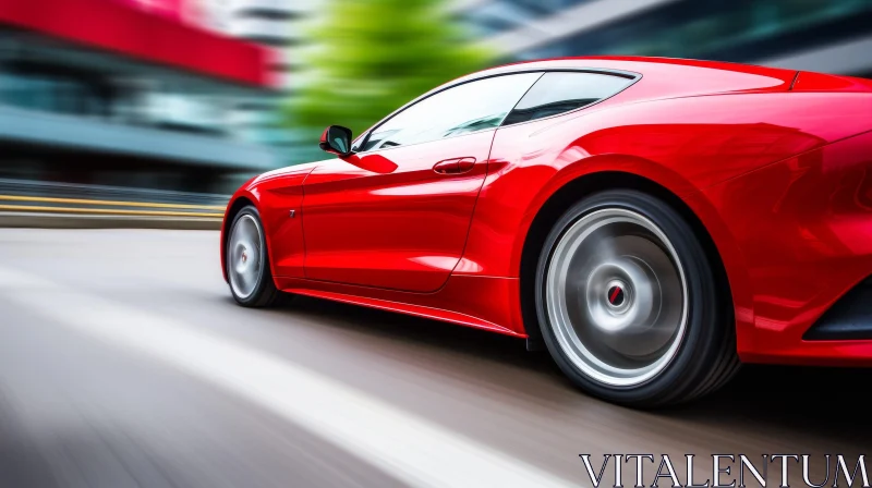 Red Sports Car in Motion - Exciting Speed Image AI Image