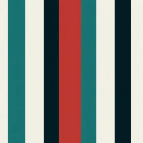 Retro Vertical Stripes Pattern in Dark Blue, Red, Teal, Ivory, Black