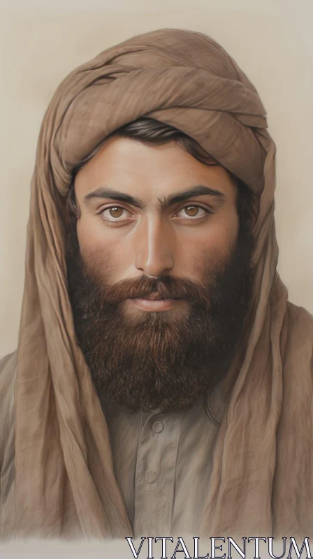 AI ART Serious Young Man Portrait in Brown Attire