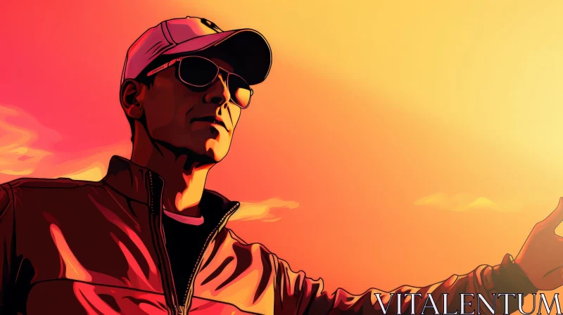 Cartoon Man Portrait in Red Jacket AI Image