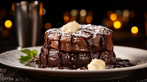 Decadent Chocolate Cake with Vanilla Ice Cream