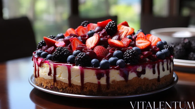 Delicious Cheesecake with Fresh Berries AI Image