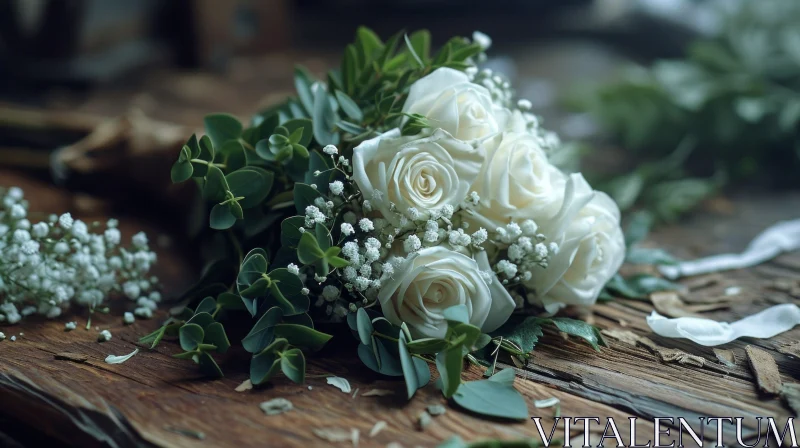 Elegant Bouquet of White Roses - Captivating Floral Composition AI Image