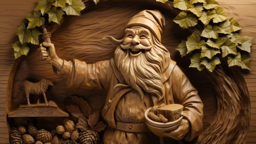 Enchanting Wood Carving of a Wizard