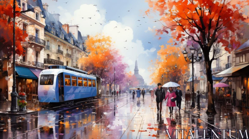 AI ART Rainy Day Street Scene in Paris