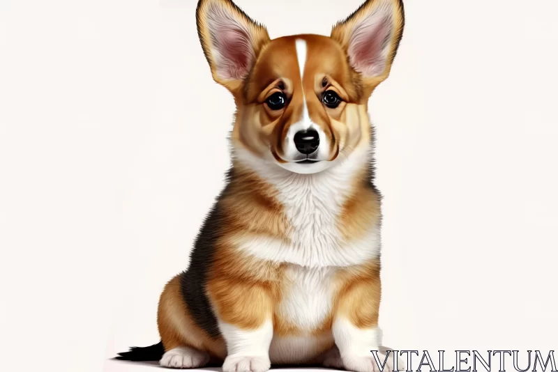 Realistic Digital Art of Corgi Dog on White Background AI Image