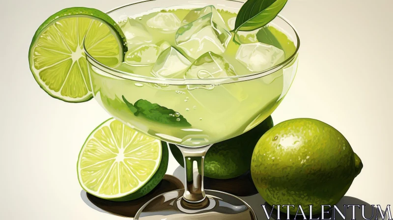 Refreshing Limeade Glass Painting AI Image