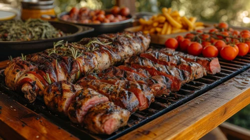 Savory Grilled Meat Platter with Side Dishes