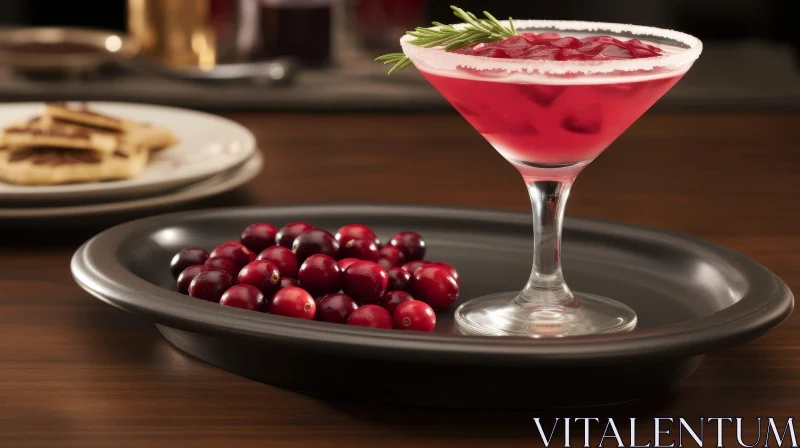 Delicious Cranberry Cocktail with Rosemary Garnish AI Image