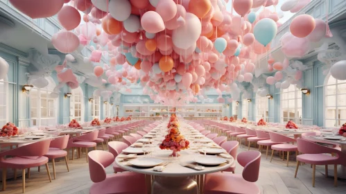 Elegant Room Decor with Pink and White Balloons