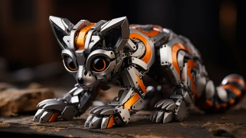Mechanized Feline: An Artistic Illustration of a Robotic Cat