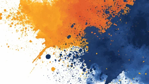 Abstract Watercolor Background with Orange and Blue Stains